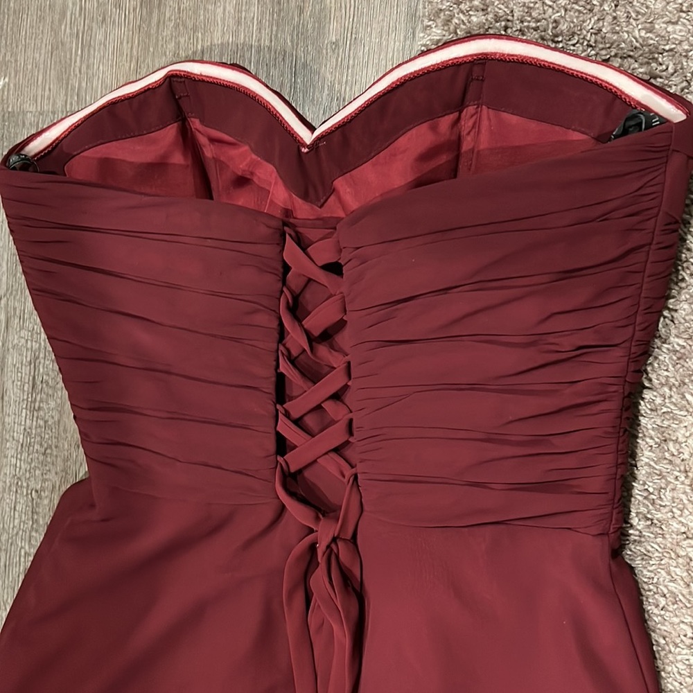 ☀Bill Levkoff Wine Strapless prom Chiffon fit & flare dress Size 8 - Picture 4 of 7